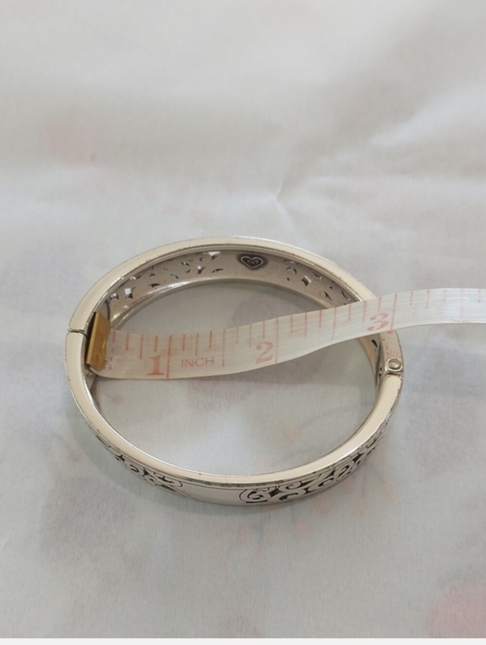 Brighton Silver-Tone Hinged Heart Bangle Bracelet - Silver - Picture 5 of 6